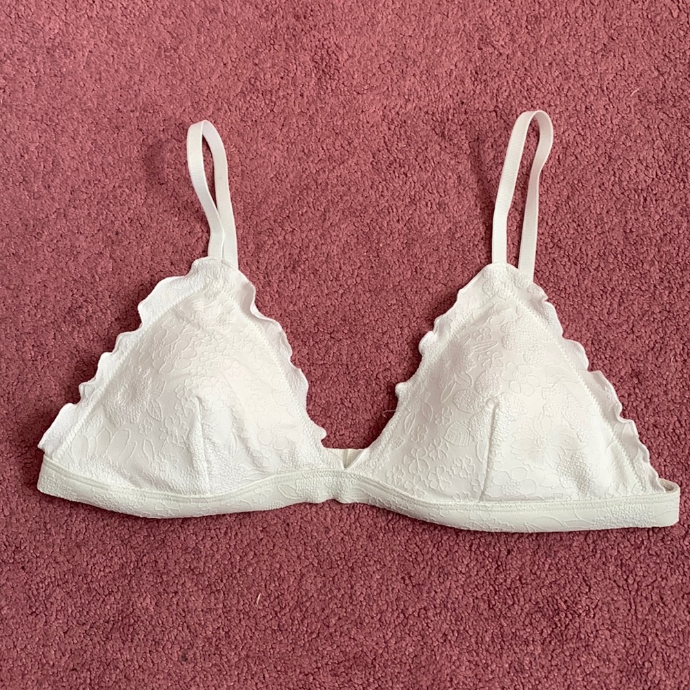 NWOT aerie jacquard padded white bikini top